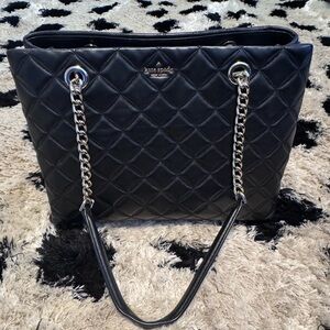 Kate Spade Quilted Black Tote with Chain Straps